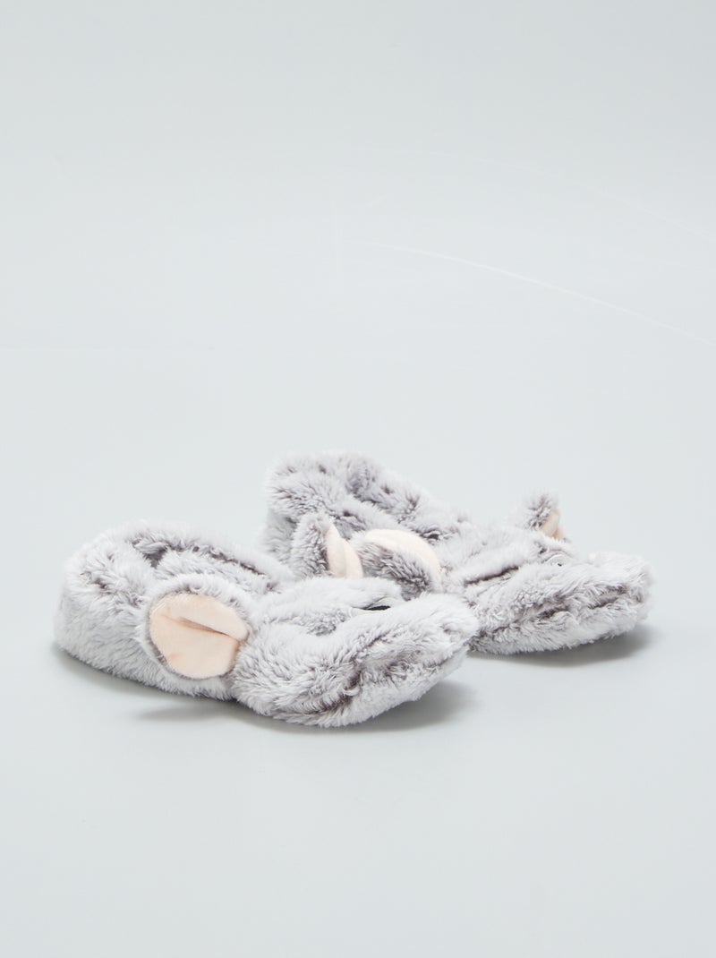 Gevoerde ballerinaslofjes - muisje GRIJS - Kiabi