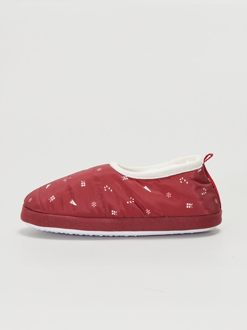 Gevoerde ballerinaslofjes met kerstmotief ROOD - Kiabi