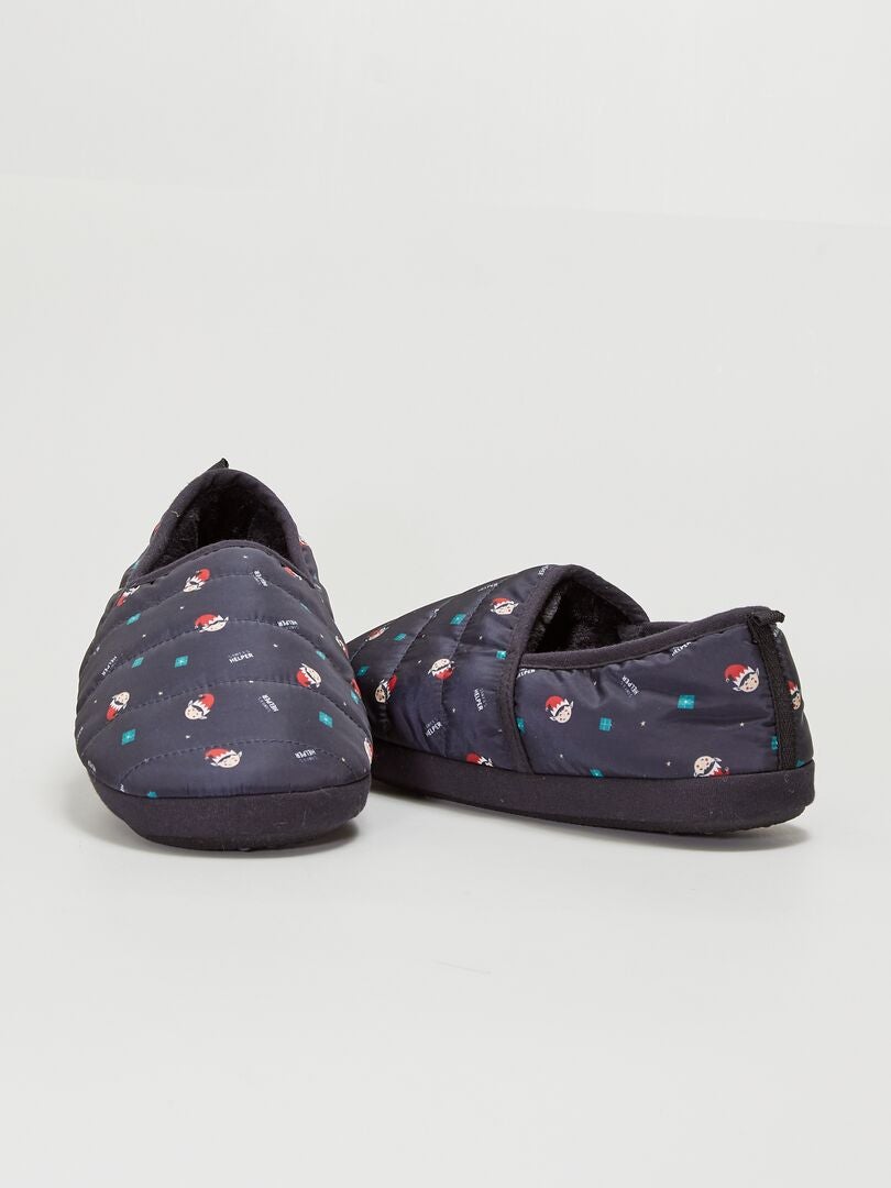 Gevoerde ballerinaslofjes met print BLAUW - Kiabi