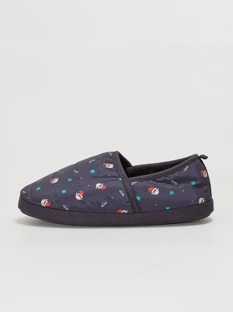 Gevoerde ballerinaslofjes met print BLAUW - Kiabi
