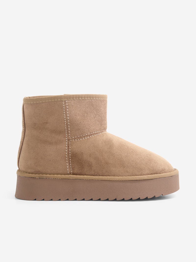Gevoerde boots met sleehak Bruin - Kiabi