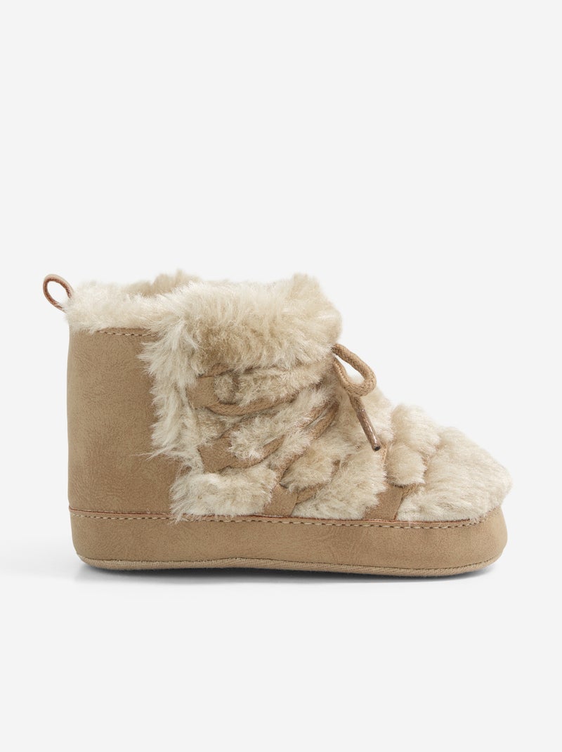 Gevoerde boots met veters Bruin - Kiabi