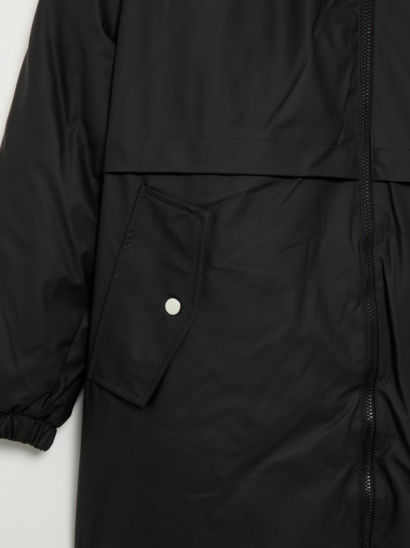 Gevoerde gummy parka met capuchon Zwart - Kiabi