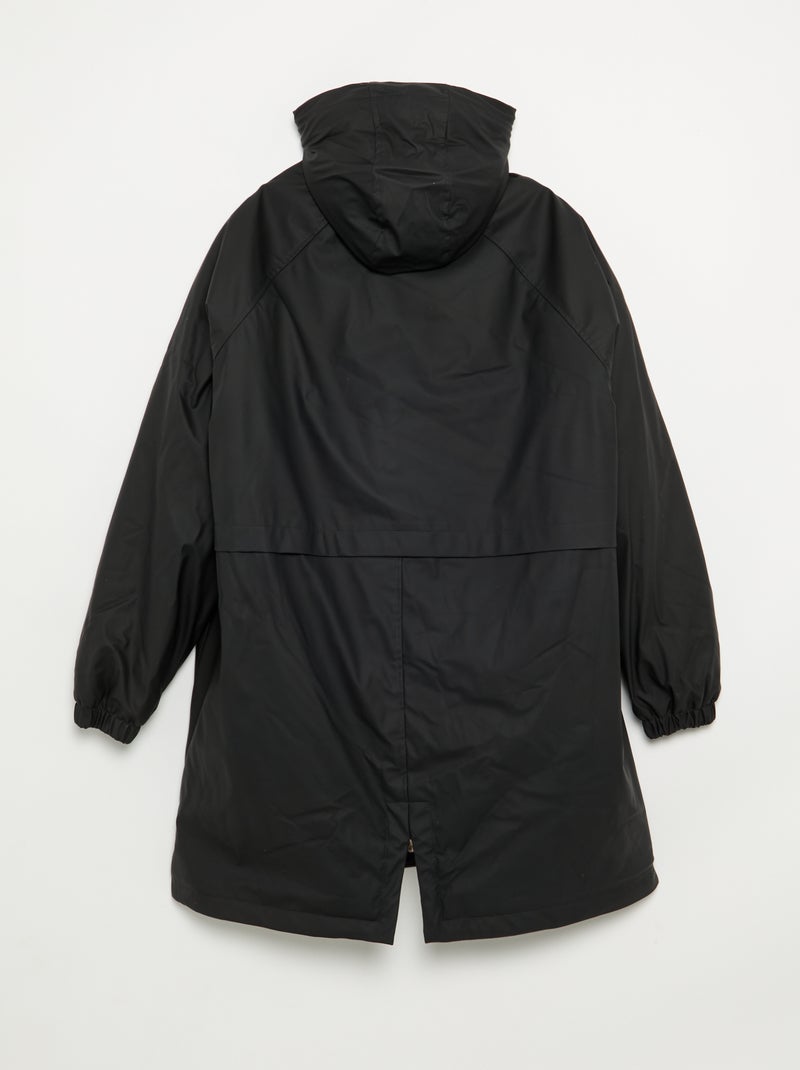 Gevoerde gummy parka met capuchon Zwart - Kiabi