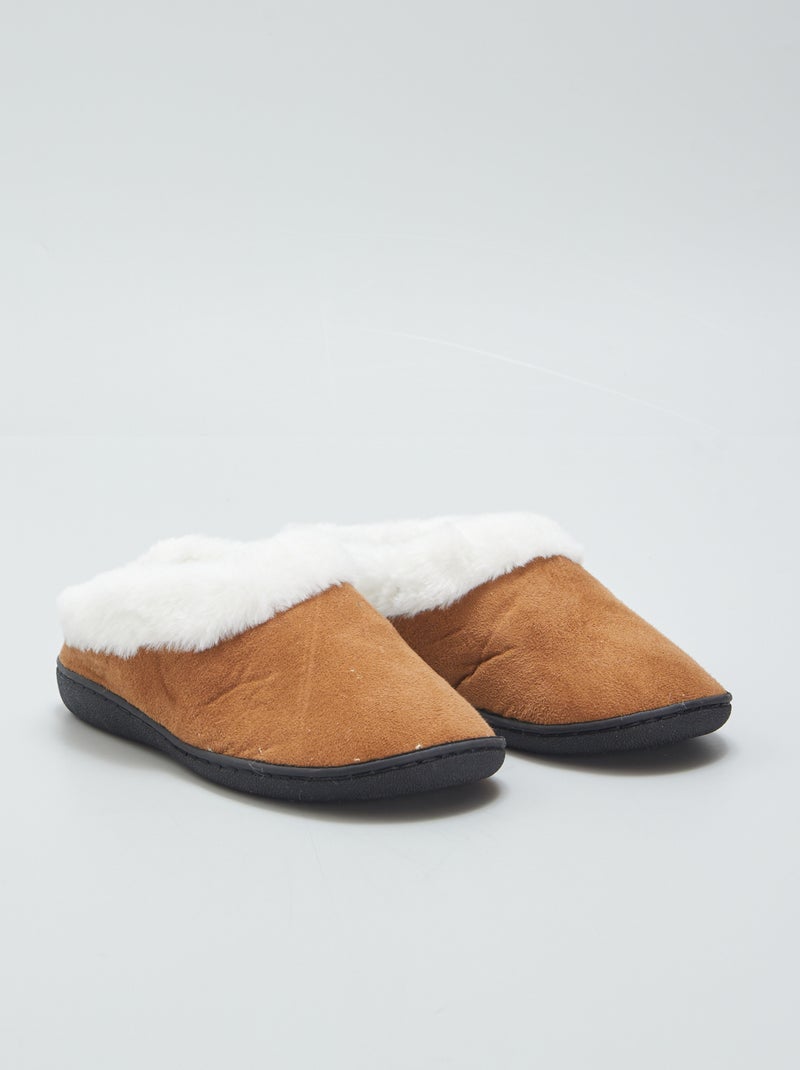 Gevoerde hoge pantoffels BRUIN - Kiabi