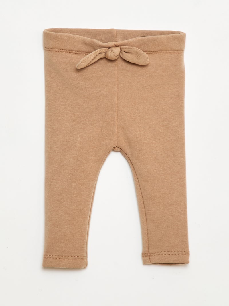 Gevoerde legging van fleece met strik Bruin - Kiabi