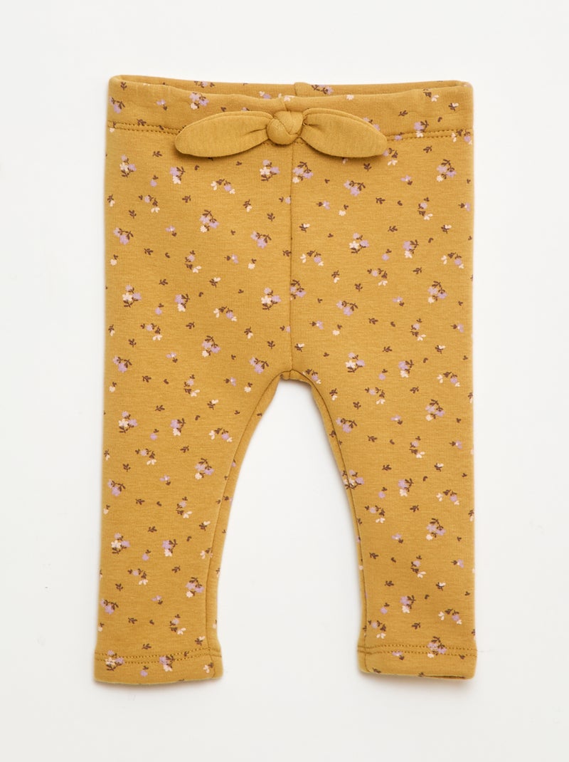 Gevoerde legging van fleece met strik Geel - Kiabi