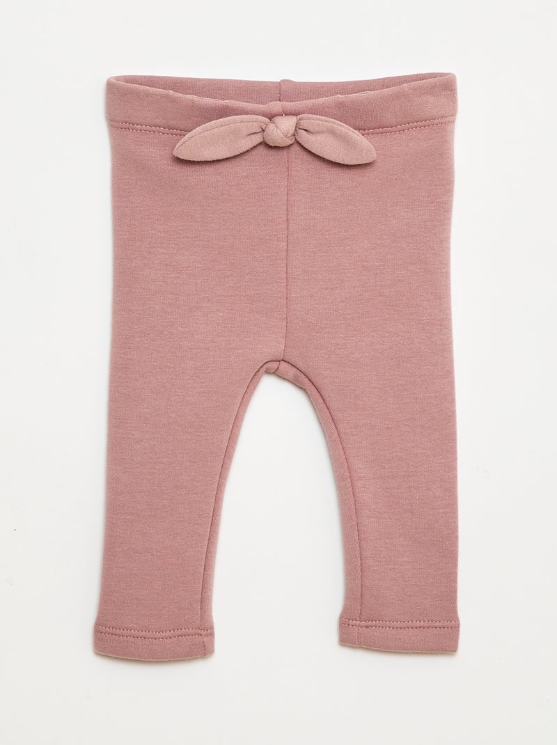 Gevoerde legging van fleece met strik Rose - Kiabi