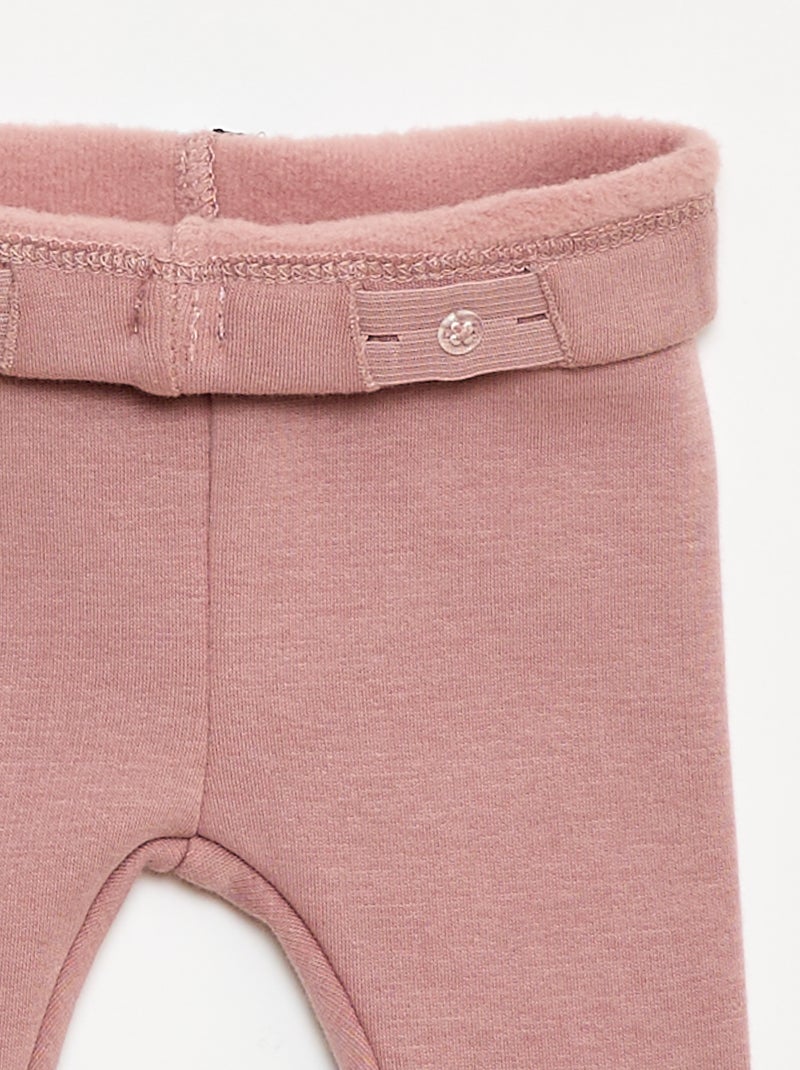 Gevoerde legging van fleece met strik Rose - Kiabi