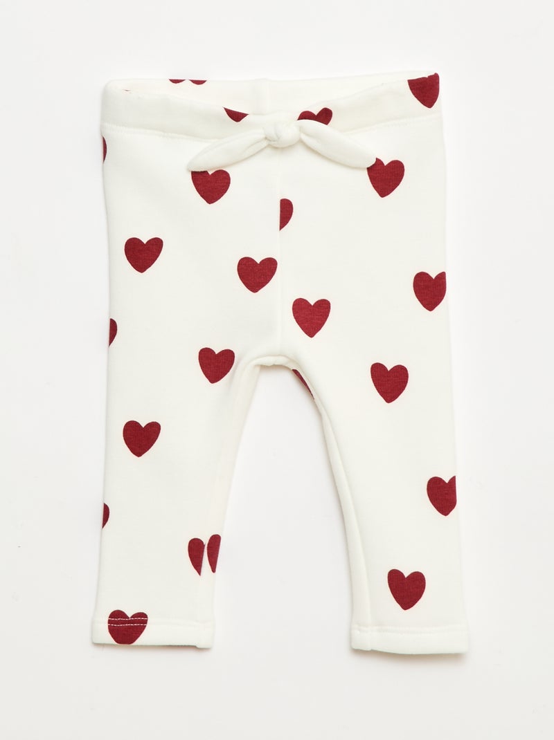 Gevoerde legging van fleece met strik Wit - Kiabi
