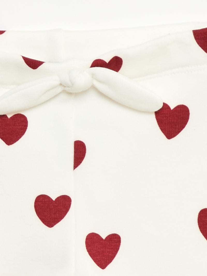 Gevoerde legging van fleece met strik Wit - Kiabi