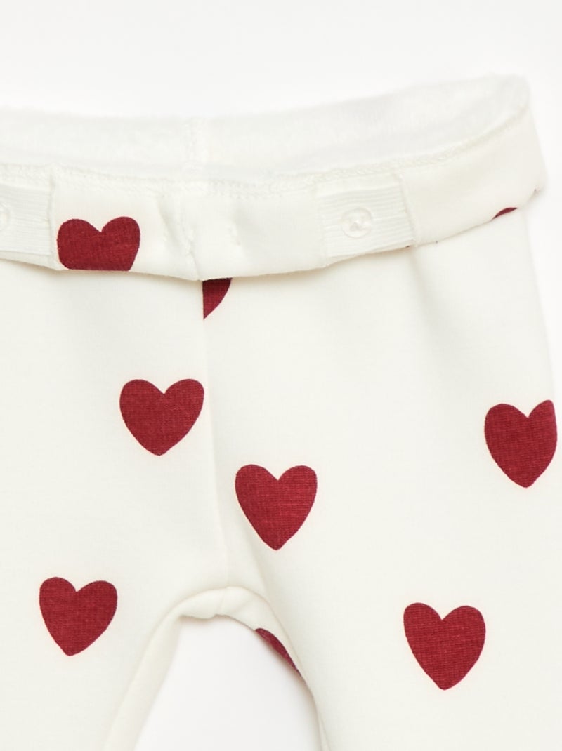 Gevoerde legging van fleece met strik Wit - Kiabi