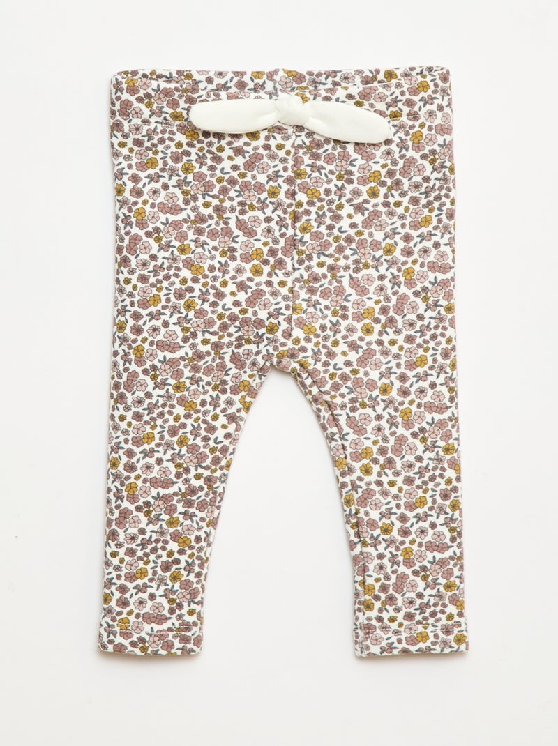 Gevoerde legging van fleece met strik Wit - Kiabi