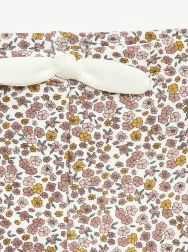 Gevoerde legging van fleece met strik Wit - Kiabi