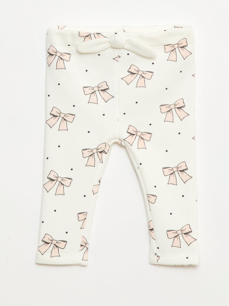 Gevoerde legging van fleece met strik Wit - Kiabi