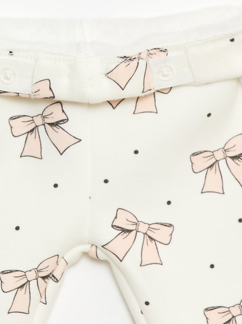 Gevoerde legging van fleece met strik Wit - Kiabi