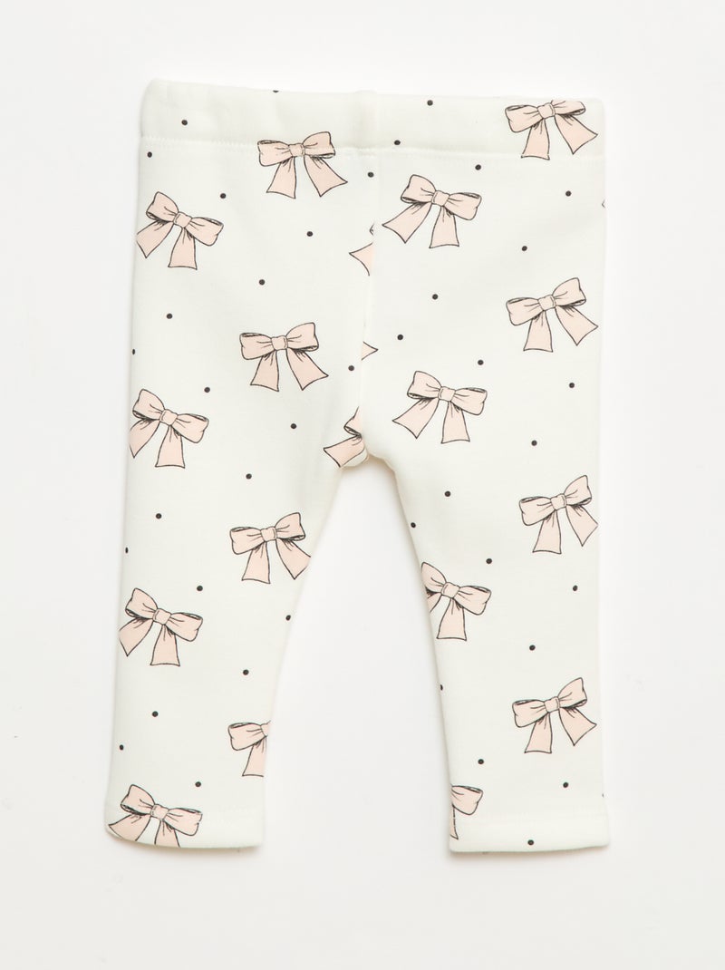 Gevoerde legging van fleece met strik Wit - Kiabi