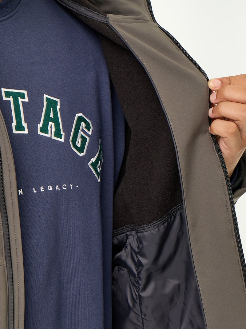 Gevoerde parka met capuchon Kaki - Kiabi