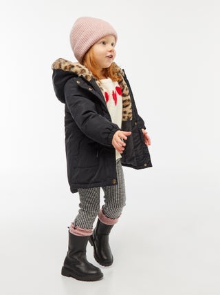 Gevoerde parka met capuchon met imitatiebont