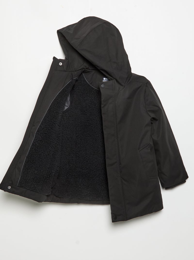 Gevoerde parka met capuchon Zwart - Kiabi