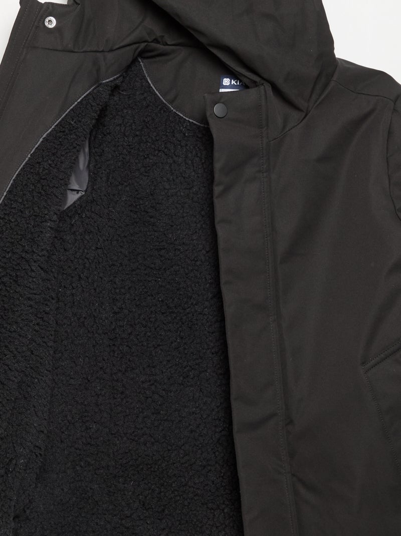 Gevoerde parka met capuchon Zwart - Kiabi
