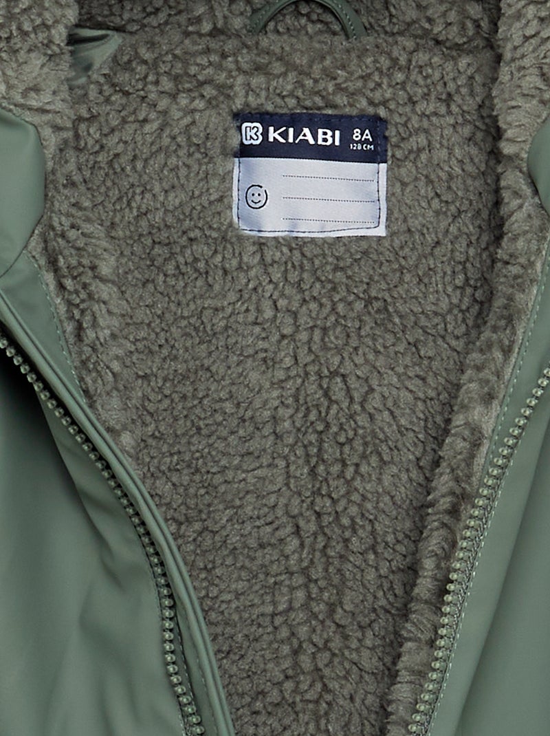 Gevoerde parka met schapenvachteffect Groen - Kiabi