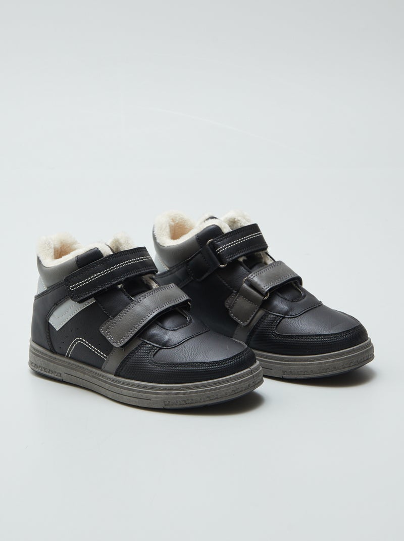Gevoerde sneakers met klittenband ZWART - Kiabi