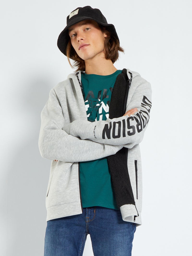 Gevoerde sweater met capuchon GRIJS - Kiabi