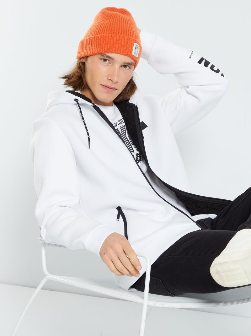Gevoerde sweater met capuchon WIT - Kiabi