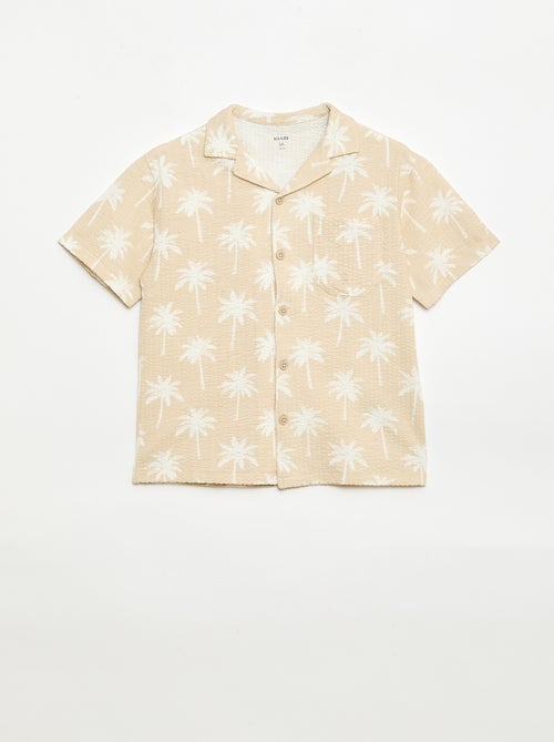 Gewafeld overhemd met korte mouwen - Kiabi