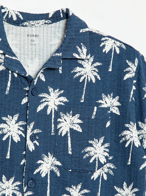 Gewafeld overhemd met korte mouwen - Kiabi