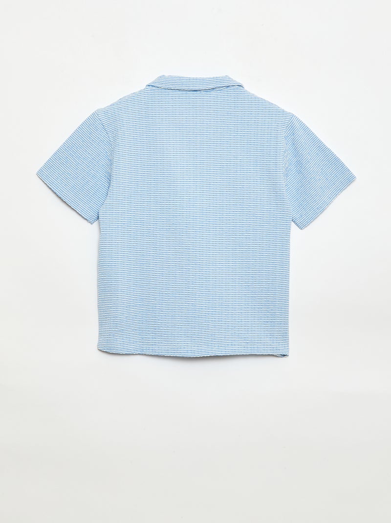 Gewafeld overhemd met korte mouwen Blauw - Kiabi