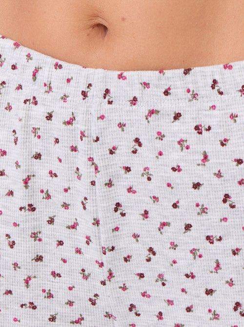 Gewafelde 2-delige pyjama: T-shirt + broek met motief - Kiabi