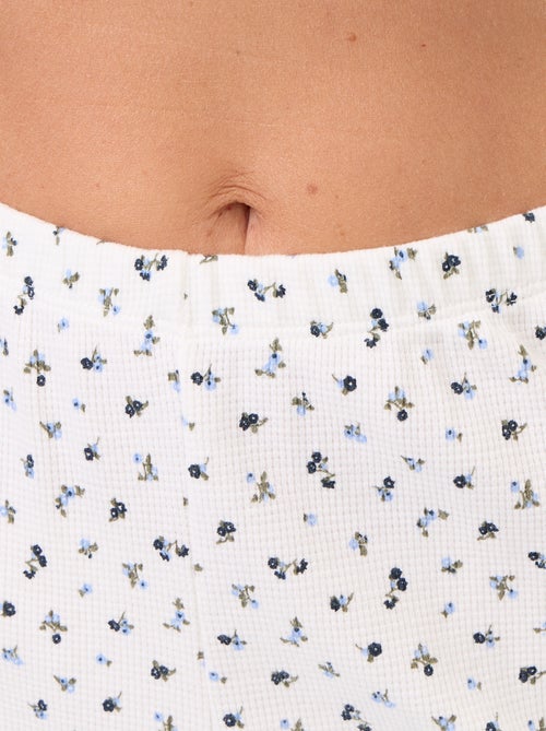 Gewafelde 2-delige pyjama: T-shirt + broek met motief - Kiabi