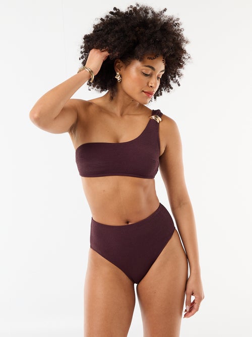 Gewafelde bikini slip met hoge taille - Kiabi