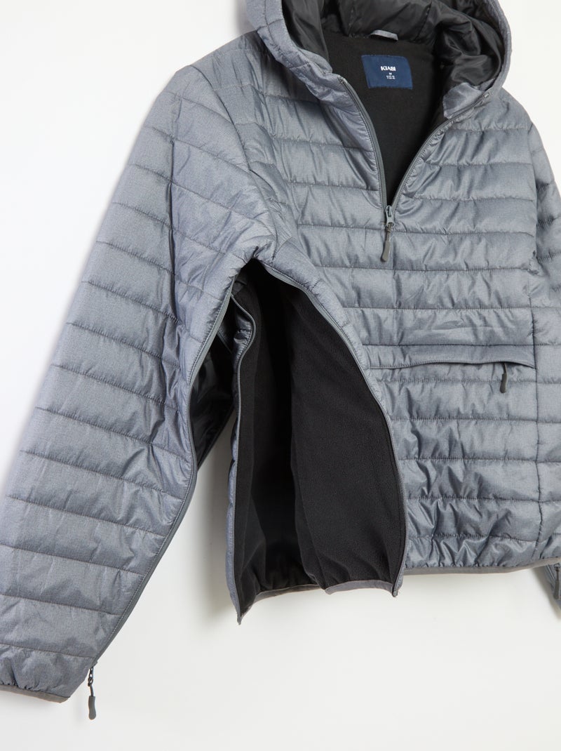 Gewatteerd donsjack met capuchon Grijs - Kiabi