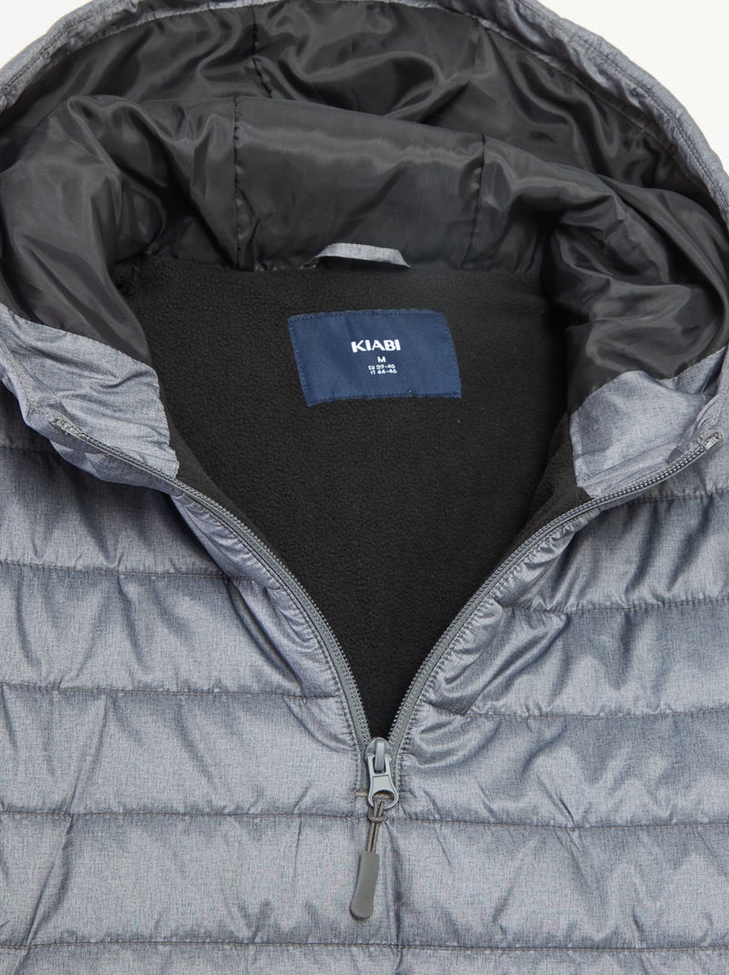 Gewatteerd donsjack met capuchon Grijs - Kiabi