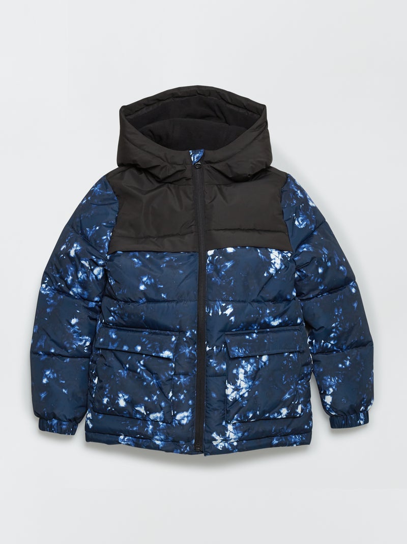 Gewatteerd donsjack met print BLAUW - Kiabi