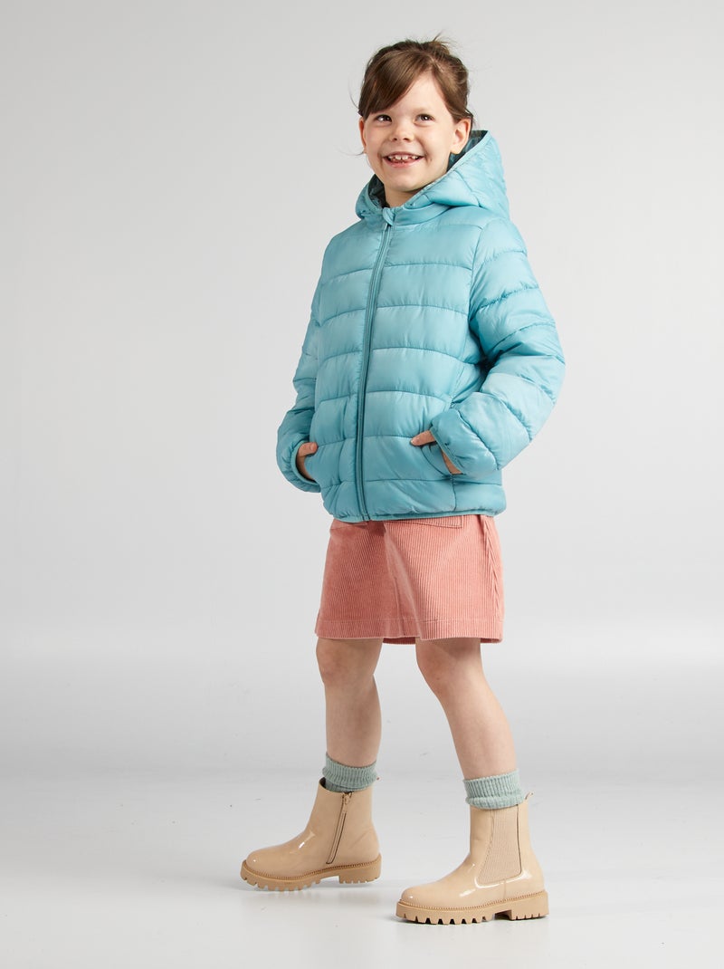 Gewatteerd donsjasje met capuchon BLAUW - Kiabi