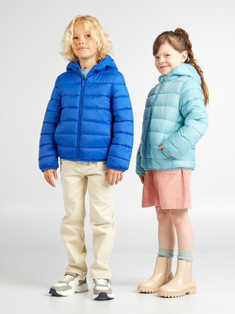 Gewatteerd donsjasje met capuchon BLAUW - Kiabi