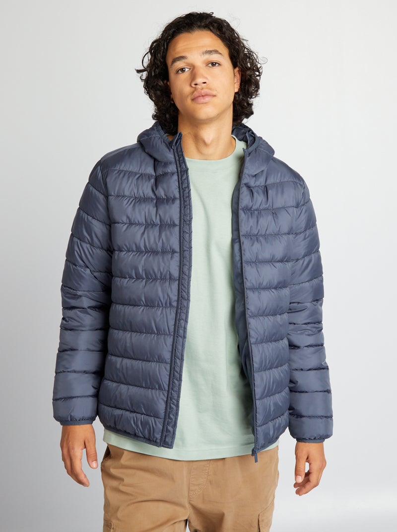 Gewatteerd donsjasje met capuchon BLAUW - Kiabi