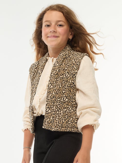 Gewatteerd, mouwloos vestje met luipaardprint - Kiabi