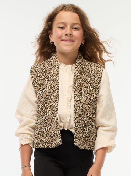 Gewatteerd, mouwloos vestje met luipaardprint - Kiabi