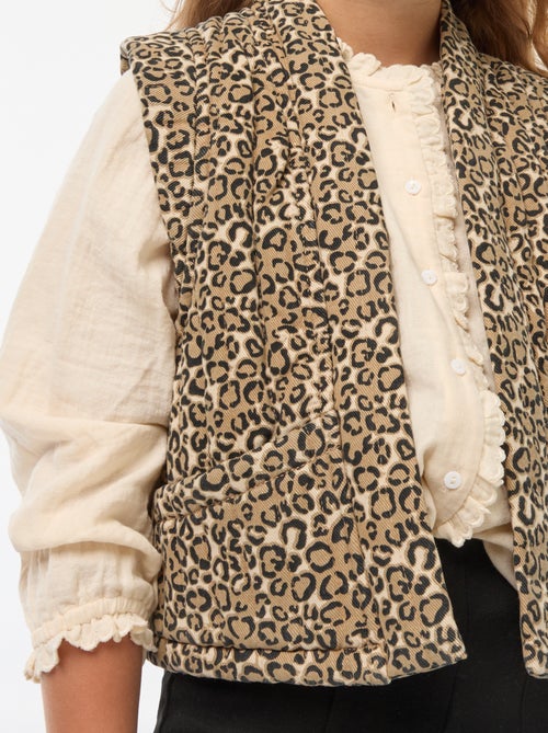 Gewatteerd, mouwloos vestje met luipaardprint - Kiabi