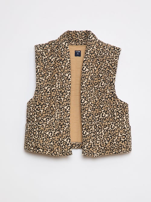 Gewatteerd, mouwloos vestje met luipaardprint - Kiabi