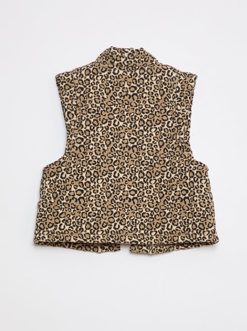 Gewatteerd, mouwloos vestje met luipaardprint - Kiabi