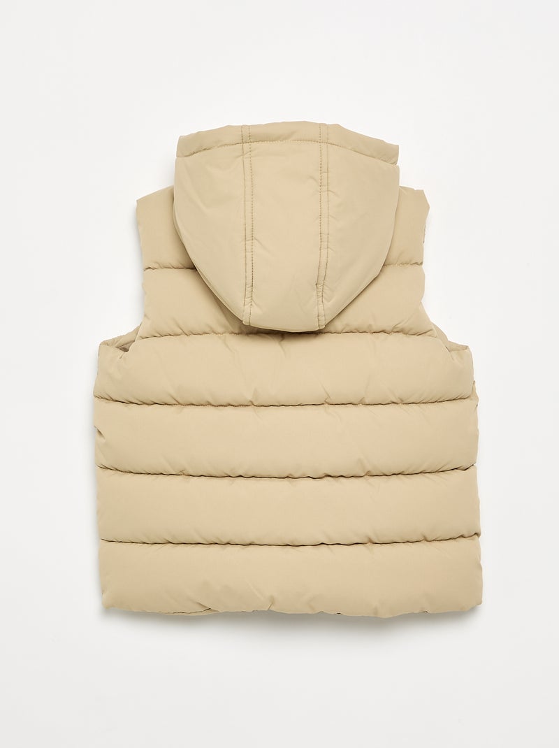 Gewatteerde bodywarmer met capuchon Biege - Kiabi