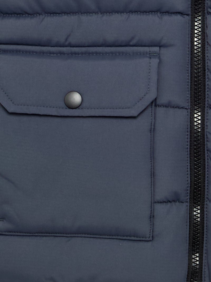 Gewatteerde bodywarmer met capuchon Blauw - Kiabi
