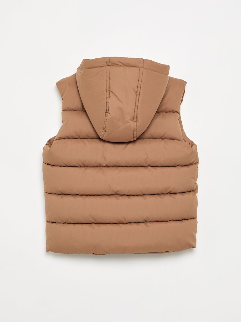 Gewatteerde bodywarmer met capuchon Bruin - Kiabi