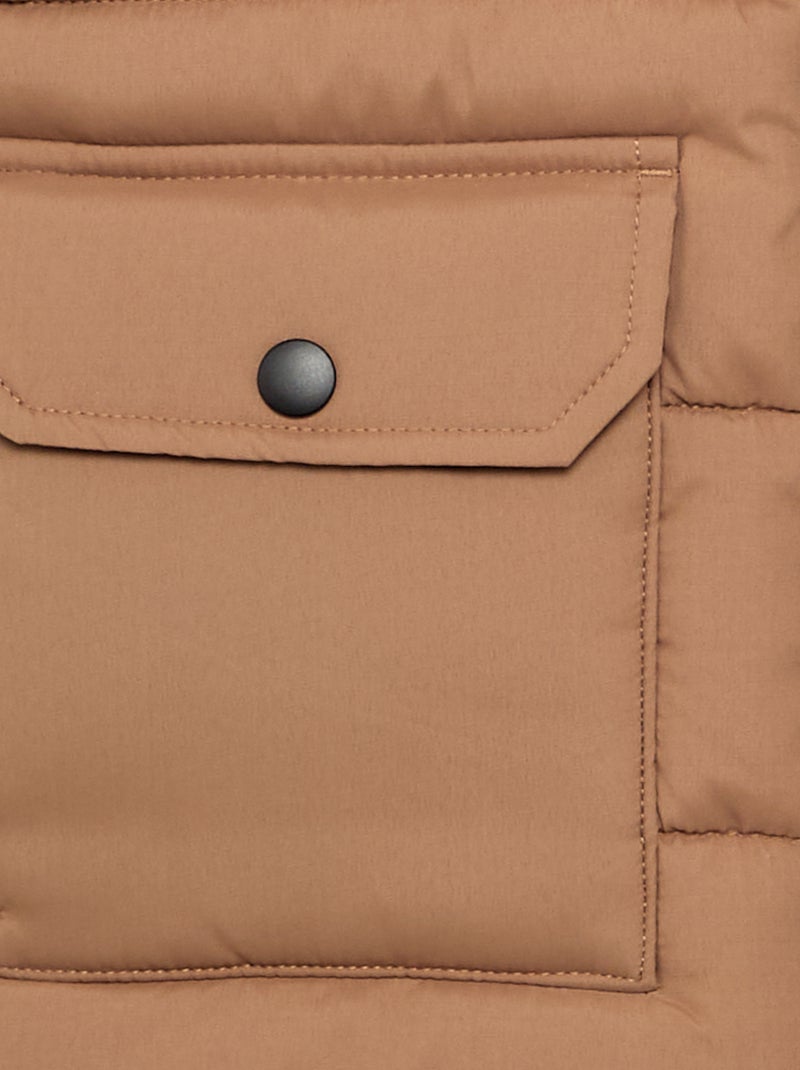 Gewatteerde bodywarmer met capuchon Bruin - Kiabi